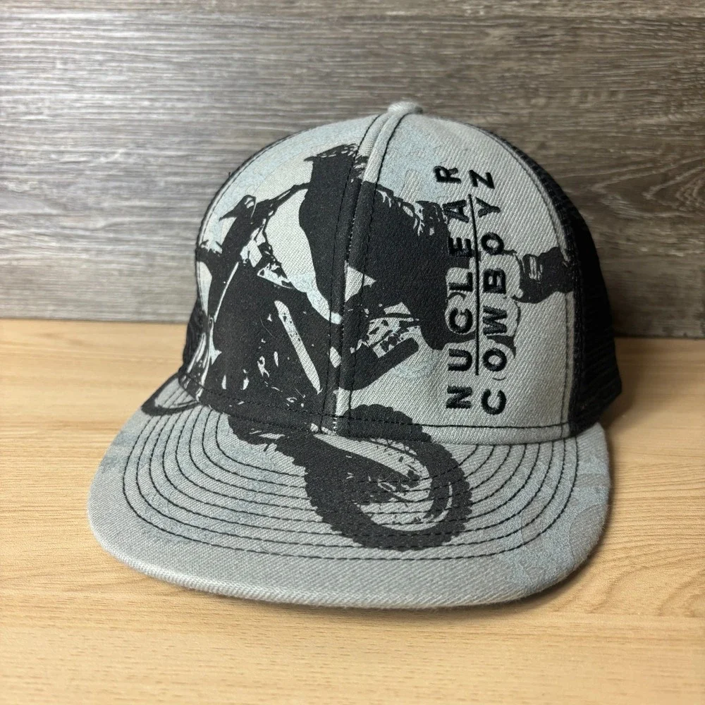 Nuclear Cowboyz Hat Cap Snapback Gray Motorcycle Biking Adjustable